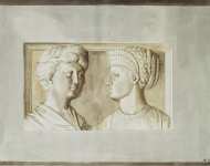 Houel Jean-Pierre-Laurent Marble Bas-Relief Depicting the Heads of Tullia and Klaudia Metella  - Hermitage